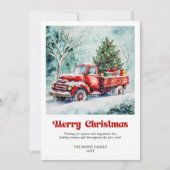 Peaceful Rustic Red Truck Christmas Scene Greeting シーズンカード (正面)