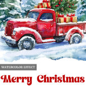 Peaceful Rustic Red Truck Christmas Scene Greeting シーズンカード