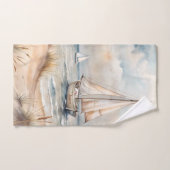 Peaceful Sailing Watercolor Coastal ハンドタオル (ハンドタオル)