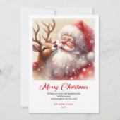 Peaceful Santa And Rudolph Joyful Christmas Card シーズンカード (正面)