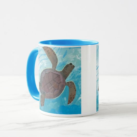 Peaceful Sea Turtle Mug マグカップ (正面左)