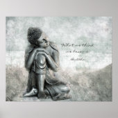 Peaceful Silver Buddha with Wisdom Quote ポスター (正面)