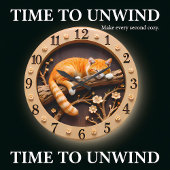 Peaceful Sleeping Orange Tabby Cat ラージ壁時計