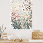 peaceful spring digital wall art for home decor ポスター (キッチン)