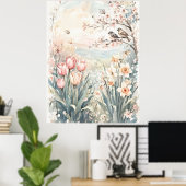 peaceful spring digital wall art for home decor ポスター (ホームオフィス)