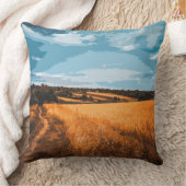 Peaceful Summer Landscape Golden Wheat クッション (ブランケット)