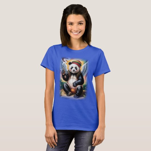 Peaceful time for this Jamaican Angel Panda on a Tシャツ (正面フル)