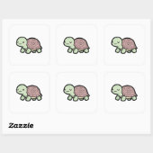 Peaceful Turtle – Cute Kawaii Animal Illustration スクエアシール (シート)
