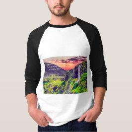 Peaceful Waterfall and Mountain Landscape | Relax Tシャツ