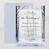 Peaceful Winter Forest Painting Formal Wedding 招待状 (正面/裏面)