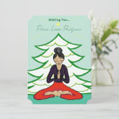 Peaceful Yogi by Christmas Tree Holiday Card シーズンカード (スタンド正面)