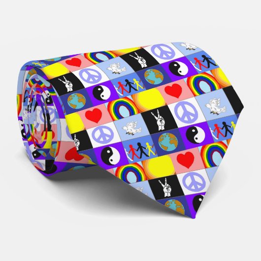 peaceloveunityMosaicタイ ネクタイ (ロール)