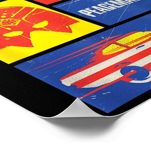 Peacemaker Sign, Shield, Helmet And Car  ポスター (角)