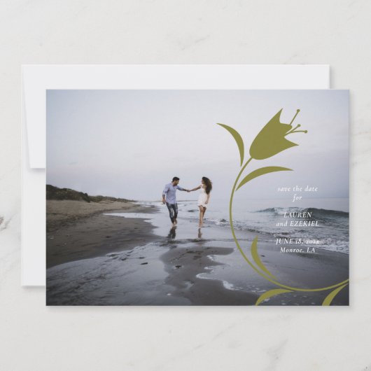 PEACHとモダンOLIVE TULIP WEDDING SAVE THE DATE 招待状 (正面)