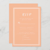 Peachの結婚RSVPメモダンニュー応答エンクロージャ (正面/裏面)