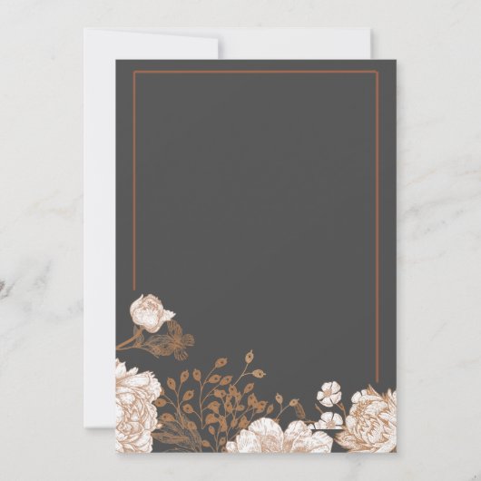 Peach色彩の鮮やか & Brown'sの結婚陰部のフローラ 招待状 (裏面)