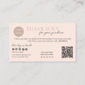 Peach モダン Script QRコード、ありがとう 名刺 (裏面)