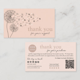 Peach モダン Script QRコード、ありがとう 名刺