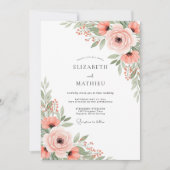 Peach Airy Botanical Spring Wedding 招待状 (正面)