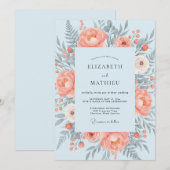 Peach Airy Springtime Wedding 招待状 (正面/裏面)