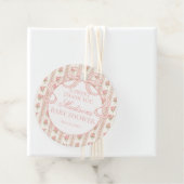 Peach and Beige Fancy Floral Baby Shower Circle フェイバータグ (インサイチュ)