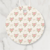 Peach and Beige Fancy Floral Birthday Party Circle フェイバータグ (裏面)