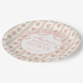 Peach and Beige Fancy Floral Bridal Shower ペーパープレート (アングル)