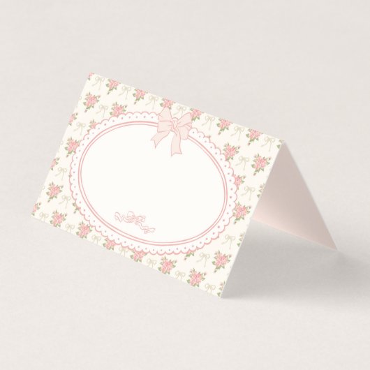 Peach and Beige Fancy Floral PlaceCard Table Decor (正面)