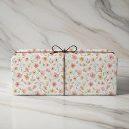 Peach and Coral Floral Wedding Wrapping Paper ラッピングペーパー
