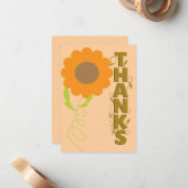 Peach and Gold Flower Gratitude Card ノートカード (正面/裏面インサイチュ)