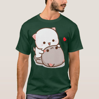 Peach and Goma Mochi Cat Love Tシャツ