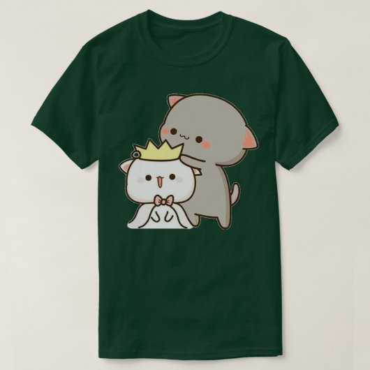 Peach and goma mochi cat  tシャツ (デザイン正面)