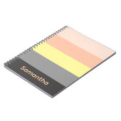Peach and Grey Custom Color Block Striped Notebook ノートブック (左側)