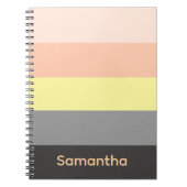 Peach and Grey Custom Color Block Striped Notebook ノートブック (正面)