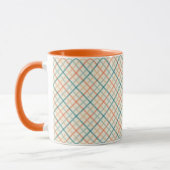 Peach and Teal Plaid Design マグカップ (左)