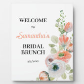 Peach and White Floral Bridal  Brunch Welcome  フォトプラーク (正面)