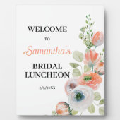Peach and White Floral Bridal Luncheon Welcome  フォトプラーク (正面)