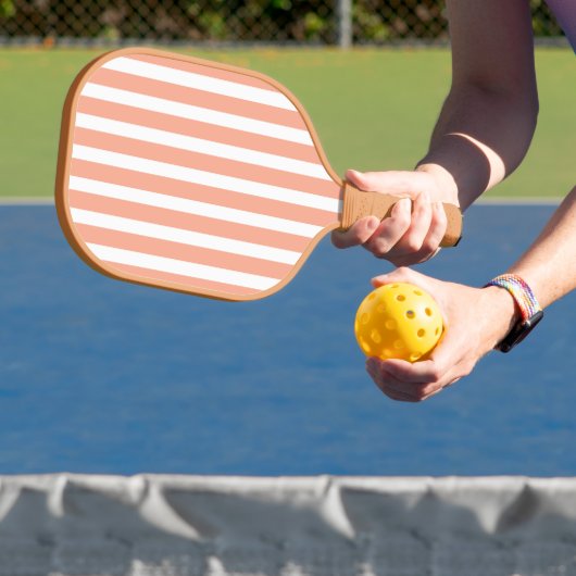 Peach and White Striped Pickleball Paddle ピックルボールラケット (インサイチュ)