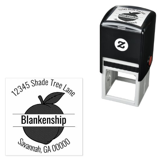 Peach Artwork円形アドレス名カスタム セルフインキングスタンプ (インサイチュ)