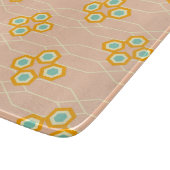 Peach background hexagonal floral pattern  カッティングボード (角)