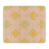 Peach background hexagonal floral pattern  カッティングボード (正面)