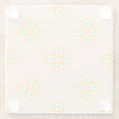 Peach background hexagonal floral pattern  ガラスコースター (裏面)