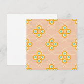 Peach background hexagonal floral pattern  サンキューカード (正面/裏面)