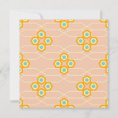 Peach background hexagonal floral pattern  サンキューカード (正面)