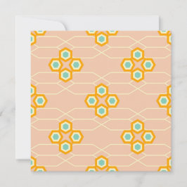 Peach background hexagonal floral pattern  サンキューカード