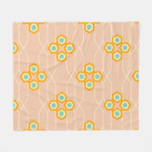Peach background hexagonal floral pattern  フリースブランケット (正面(横))