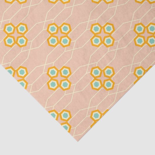 Peach background hexagonal floral pattern  薄葉紙 (詳細)