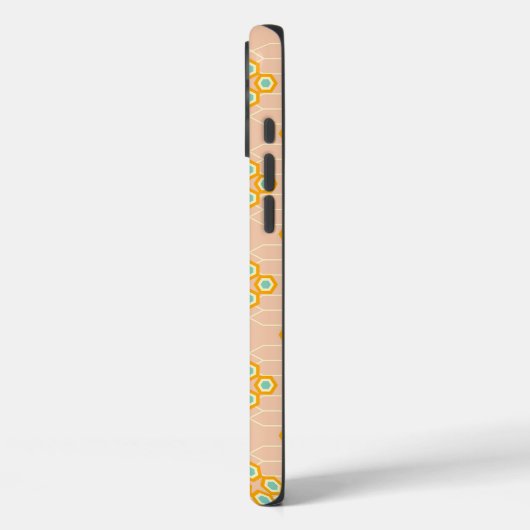 Peach background hexagonal floral pattern  Case-Mate iPhoneケース (裏面 / 左)