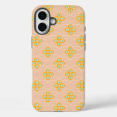 Peach background hexagonal floral pattern  Case-Mate iPhoneケース (裏面)
