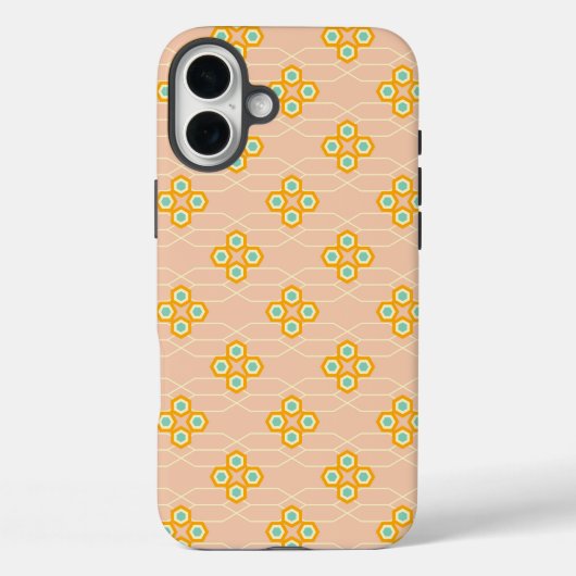 Peach background hexagonal floral pattern  Case-Mate iPhoneケース (裏面)